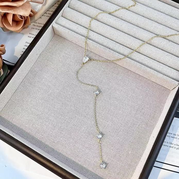 Irregular Y2k Long Y-shaped Necklace with Zircon Inlaid Sparkling Brick Tassel Pendant Double-Layer Chain High-end Fashion Accessory Women's