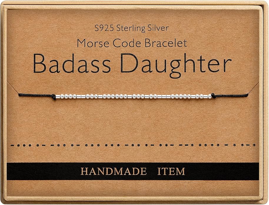Monily Inspirational Gifts for Women Morse Code Bracelets for Women Funny Bracelet for Friend Funny Gift for Women Sterling Silver Bracelet for Women