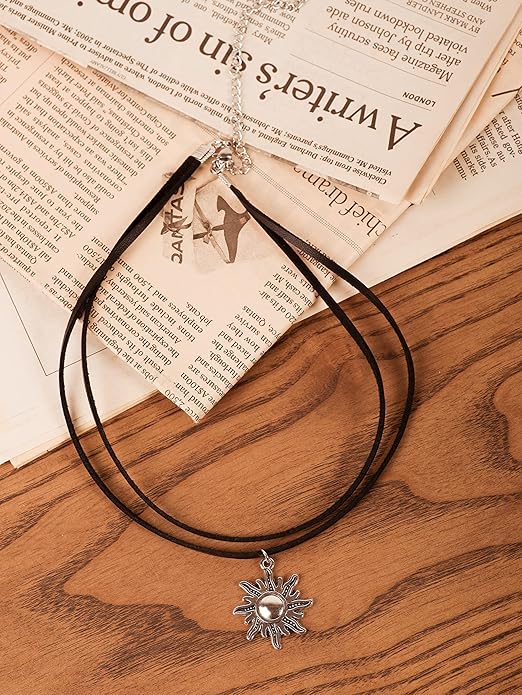 Sacina Gothic Boho Layered Sun Choker, Black Choker, Boho Goth Necklace, Black Jewelry, Halloween Christmas Jewelry Gift For Women