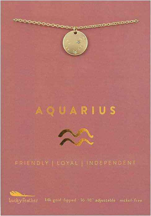 Lucky Feather Zodiac necklaces for women | Scorpio 14K Gold-Plated Astrology Pendant for Girls | Horoscope Sign Zodiac gift | Great Christmas Stocking Stuffer | Trendy Birthday Jewelry Gift | 16” - 18”