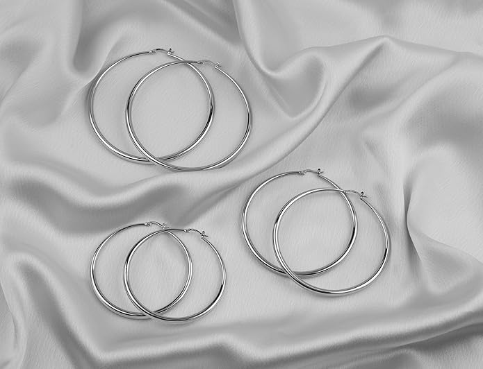 MILLA 14K Gold Hoop Earrings For Women, Silver Hoop Earrings & Rose Gold Earrings with Graduated Curvature