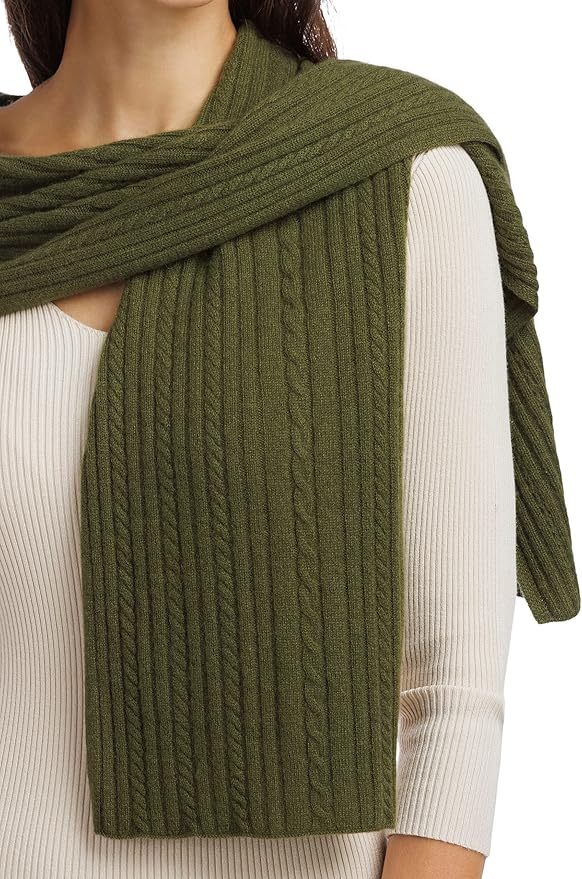 Fishers Finery Women's Cozy Cashmere Cable Knitted Winter Scarf | Black Label Box