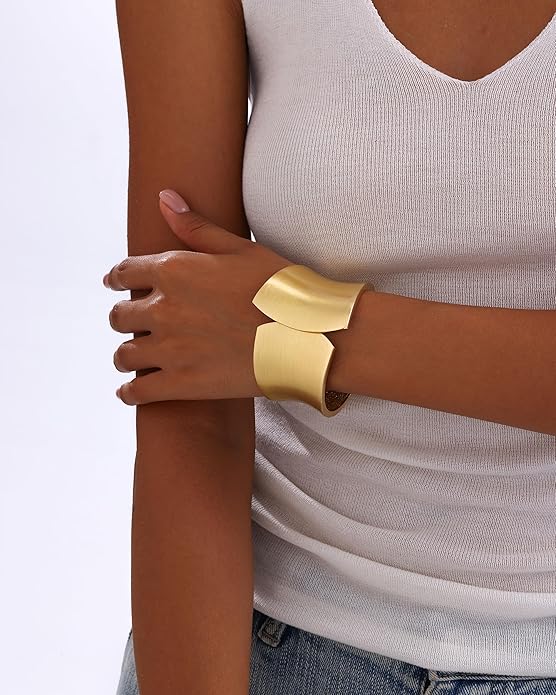 Bangle Bracelets for Women | 14K Gold Plated Trendy Wide Bracelets | Hinged Arm Cuff Bangles Chunky Bracelet for Women