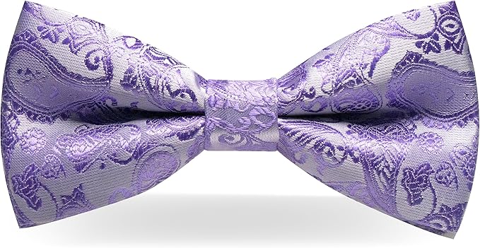 JEMYGINS Paisley Pre-tied Bow Tie and Pocket Square Cufflinks Lapel Pin Sets for Men 4PCS