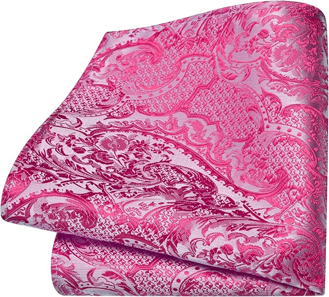 GUSLESON 8cm Paisley Tie Set for Men Necktie Lapel Pin Pocket Square Cufflinks Set for Men