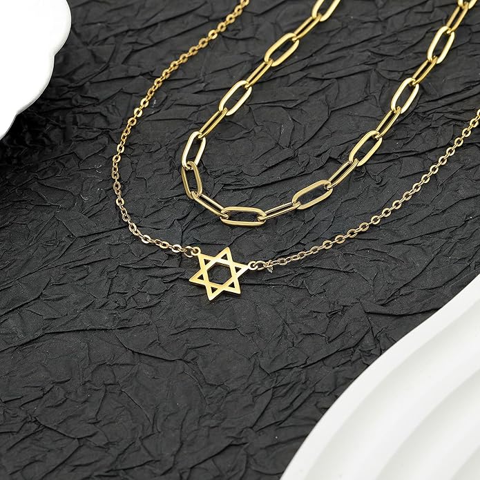 Sunflower Jewellery Layered Gold Dragon Pendant Necklace with Chain Link Choker, Gothic Fantasy Style, Double Chain Design