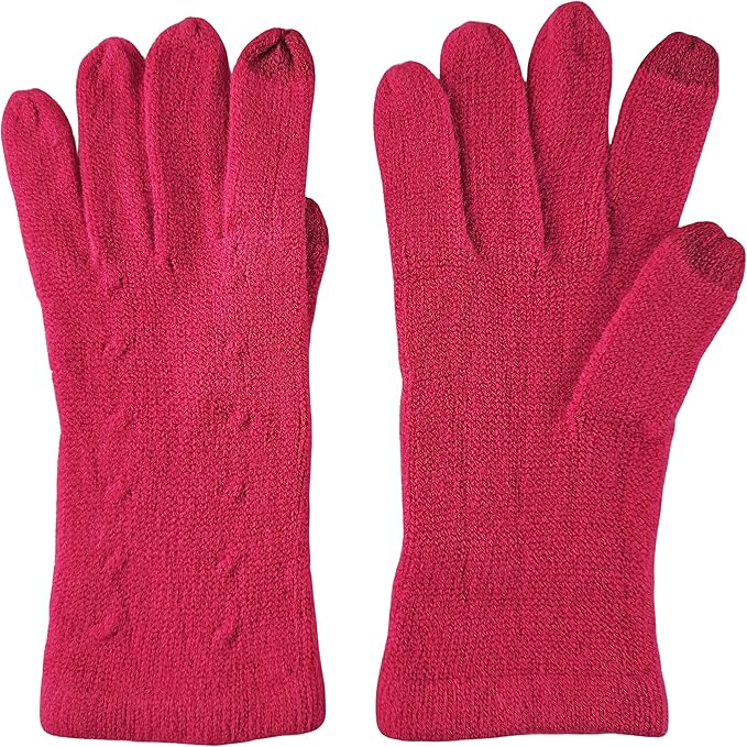 BRUCERIVER Women's Ultra Soft Knit Scarf & Glove Set Touchscreen Function Cable Design