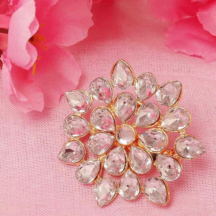 Touchstone Indian Bollywood Handcrafted Designer Jewelry Brooch Lapel Pin in Gold Or Silver Tone for Women.