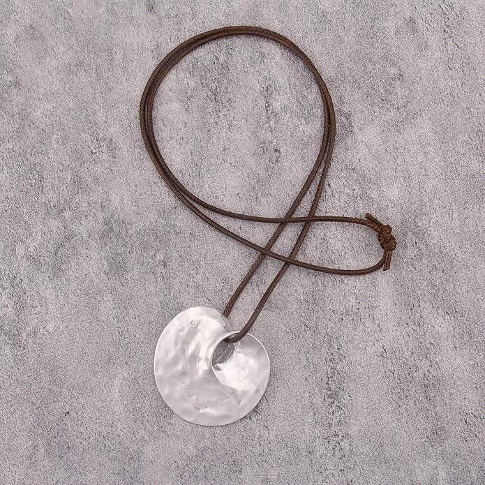 Boho Necklaces for Women Chunky Circle Necklace Layered Boho Circle Leather Choker Necklace Long Vintage Necklaces Bohemian Jewlery Gifts