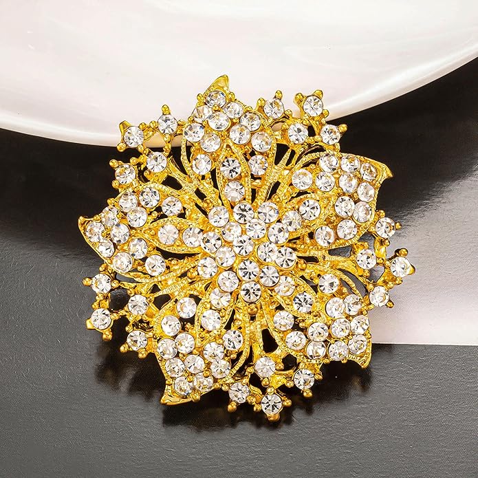 HAISWET Womens Flower-shape Statement Brooch Pin Crystal Brooch for Women