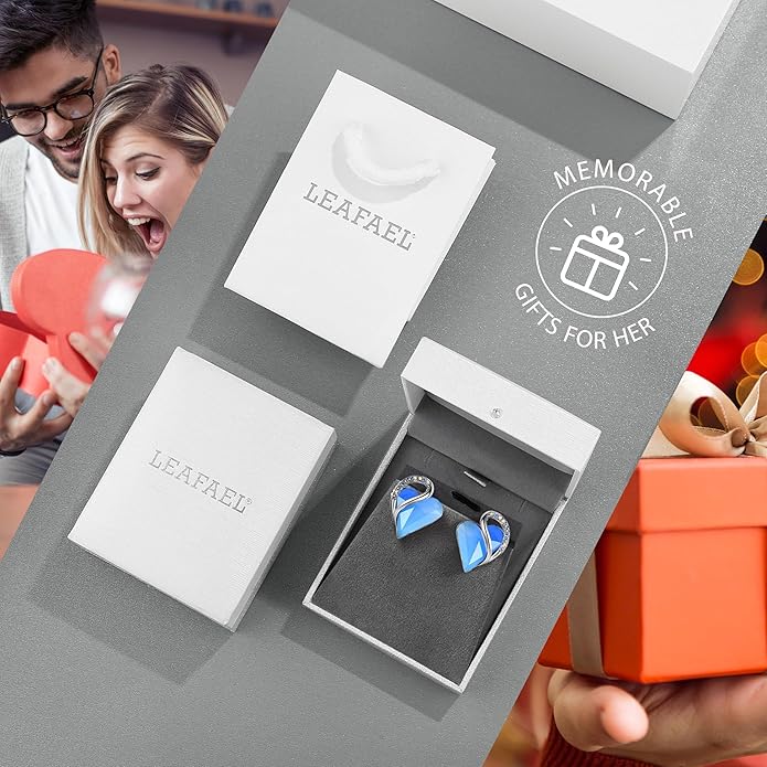 Earrings for Women, Mothers Day Gift for Mom, Heart Birthstone Crystal Stud Earring, Silver Plated Birthday Jewelry