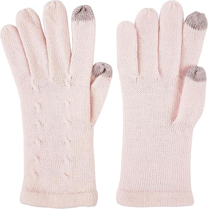 BRUCERIVER Women's Ultra Soft Knit Scarf & Glove Set Touchscreen Function Cable Design
