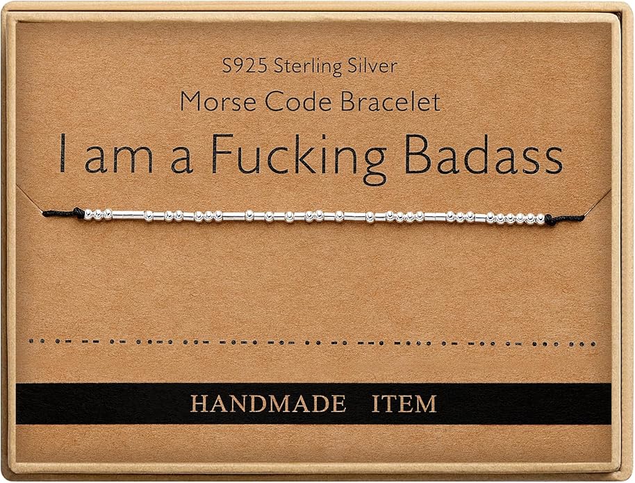 Monily Inspirational Gifts for Women Morse Code Bracelets for Women Funny Bracelet for Friend Funny Gift for Women Sterling Silver Bracelet for Women