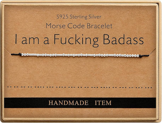 Monily Inspirational Gifts for Women Morse Code Bracelets for Women Funny Bracelet for Friend Funny Gift for Women Sterling Silver Bracelet for Women