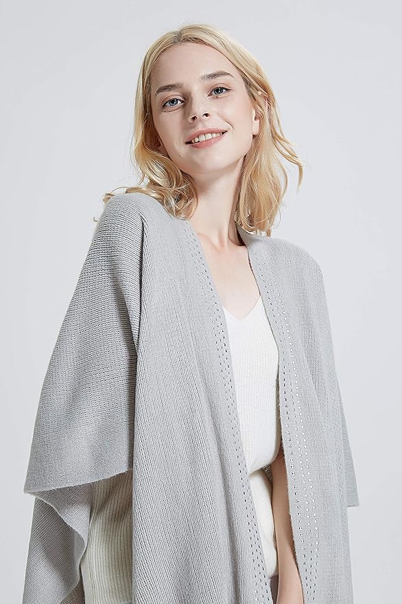 Moss Rose Women's Travel Plaid Shawl Wrap Open Front Poncho Cape for Fall Winter