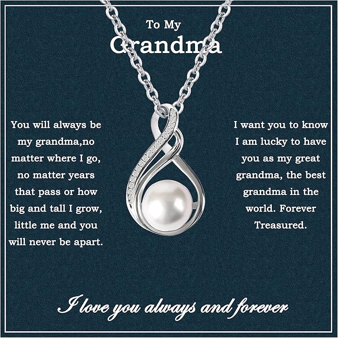MGOOL Great Grandma Gifts 925 Sterling Silver Pearl Pendant Necklace For Grandma Jewelry Birthday Christmas Mother’s Day Gifts For Nana