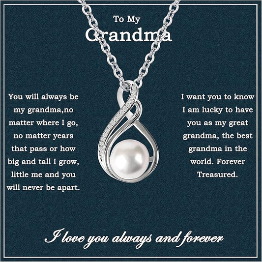 MGOOL Great Grandma Gifts 925 Sterling Silver Pearl Pendant Necklace For Grandma Jewelry Birthday Christmas Mother’s Day Gifts For Nana