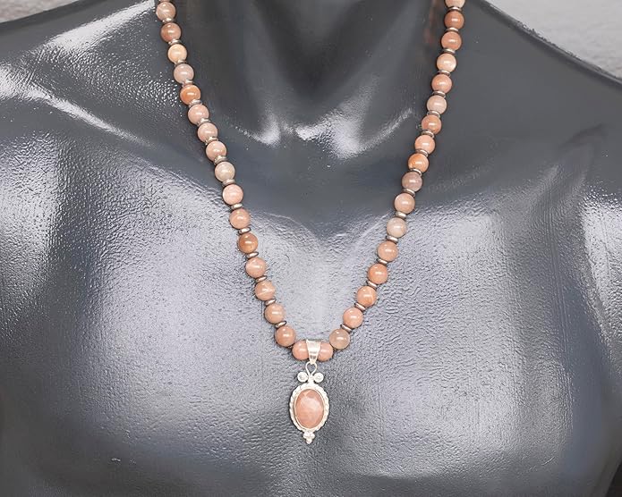 Natural Carnelian Agate Silver Pendant, Genuine Black Onyx Beaded Necklace, Gemstone Strong Necklace, 18x13 Cabachon, Fashion Dainty Jewelry, Healing Crystal Chakra Necklace, Minimalist Necklace