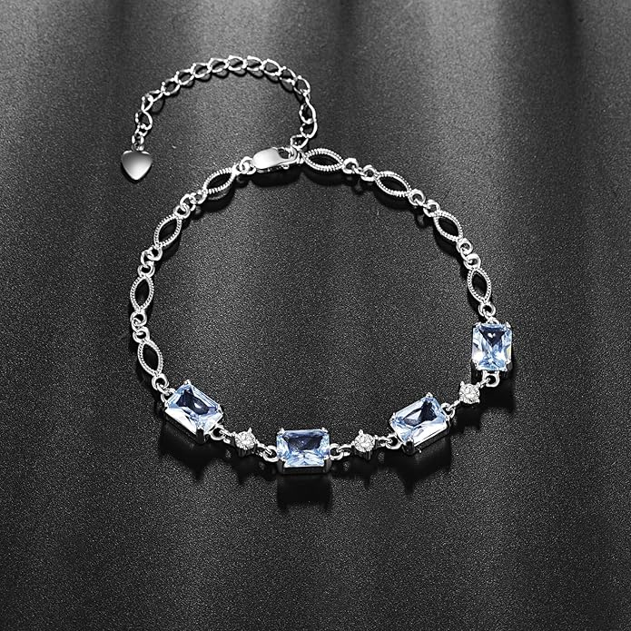 PRAYMOS Birthstone Bracelets for Women Mom Mother's Grandma Sterling Silver Women's Bracelets Birthstone Jewelry Gifts