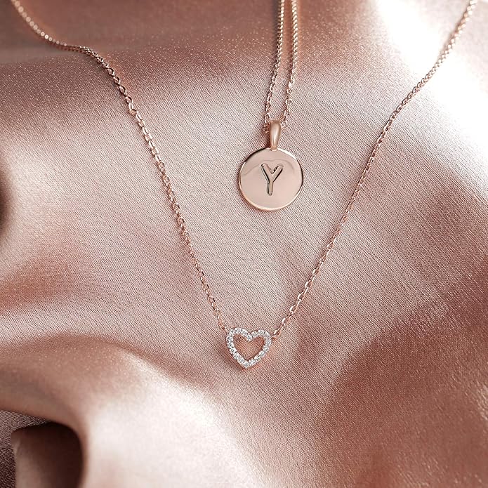 PAVOI 14K Gold Plated Cubic Zirconia Heart Necklace | Cute Dainty Love Pendant Necklaces for Women