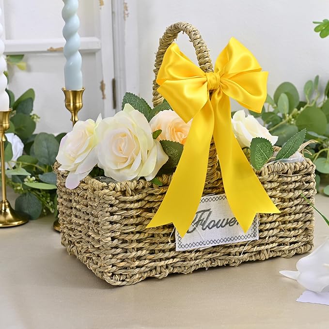 LEEQE Double Face Maize Yellow Satin Ribbon 2 inch X 25 Yards Polyester Maize Yellow Ribbon for Gift Wrapping Very Suitable for Weddings Party Hair Bow Invitation Decorations and More