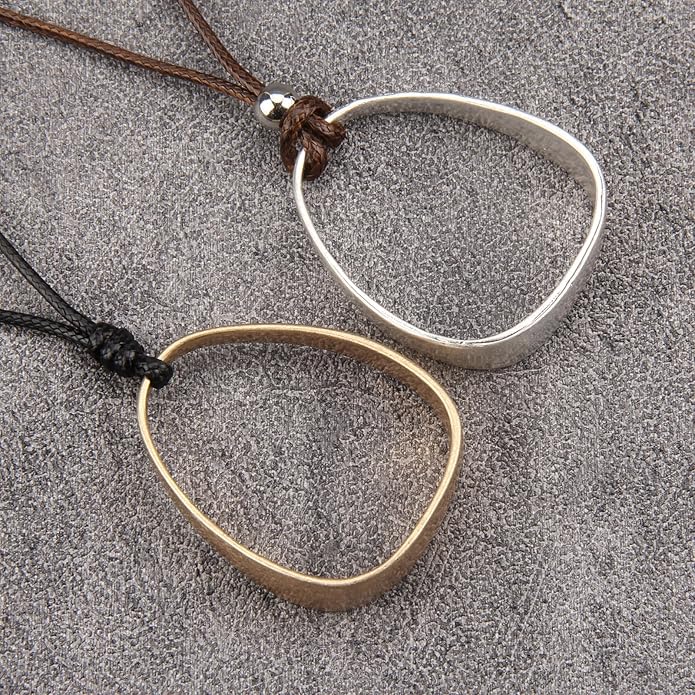 Long Boho Necklaces for Women Vintage Leather Wooden Pendant Y Choker Ethnic Style Gold Circle Hippie Sweater Necklace