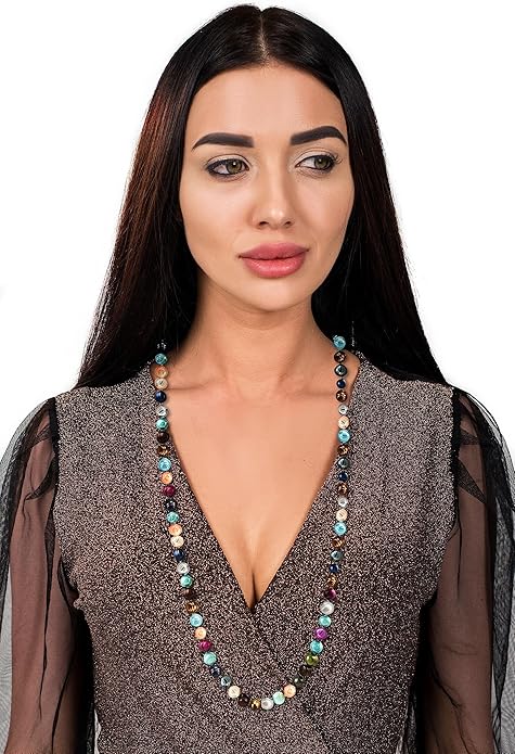 Savlano 7-8MM Cultured Freshwater Baroque Natural Pearl Bead Necklace- 36”-inch Long Single Strand Pearl Necklace, For Women Comes with Gift Box