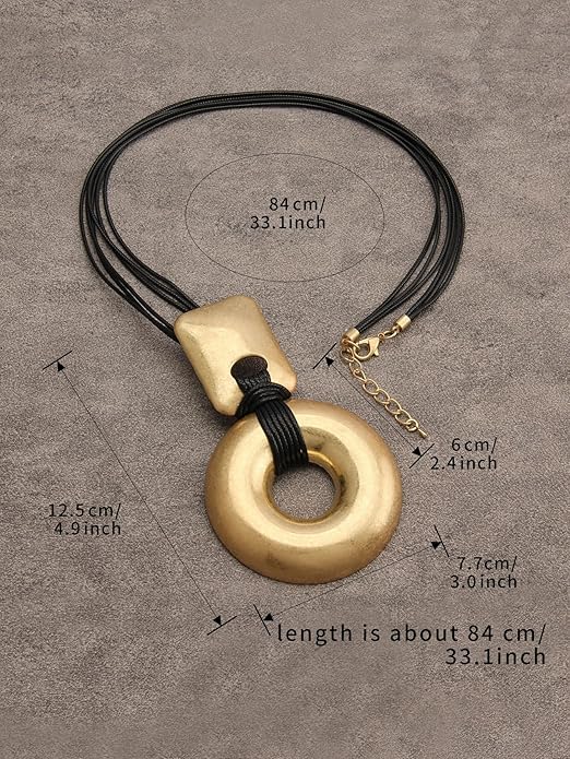 Boho Necklaces for Women Chunky Circle Necklace Layered Boho Circle Leather Choker Necklace Long Vintage Necklaces Bohemian Jewlery Gifts