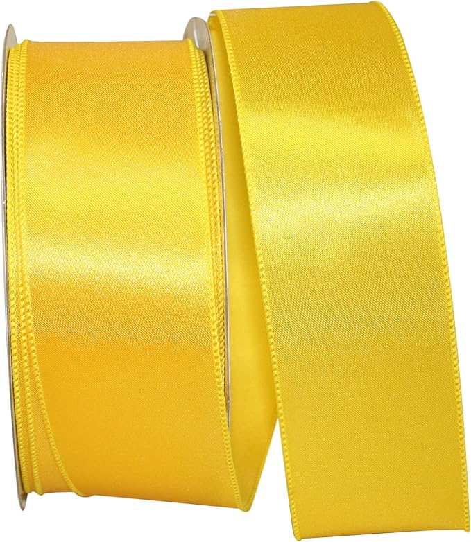 Reliant Ribbon 92575W-079-40K Satin Value Wired Edge Ribbon, 2-1/2 Inch X 50 Yards, Yellow