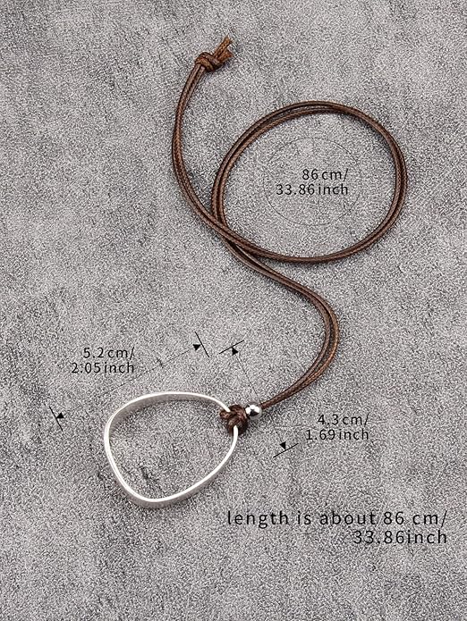 Long Boho Necklaces for Women Vintage Leather Wooden Pendant Y Choker Ethnic Style Gold Circle Hippie Sweater Necklace