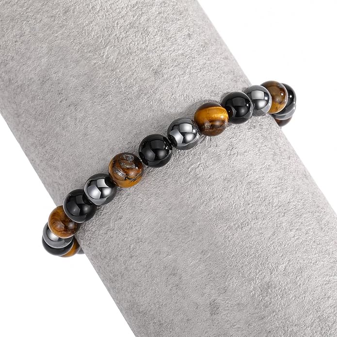 MengPa Mens Beaded Bracelets Couples Matching Bracelet Set Lava Rock Beads for Women Stone Jewelry