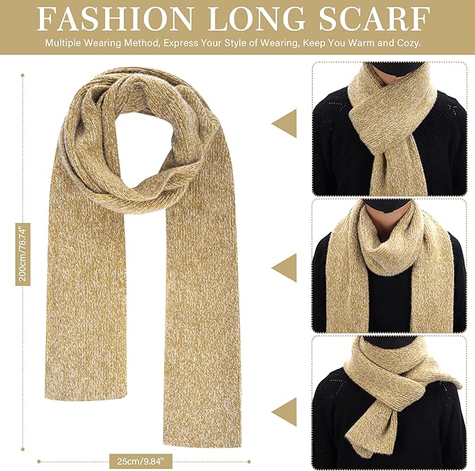 Womens Winter Warm Knit Beanie Hat Touchscreen Gloves Long Neck Scarf Set with Fleece Lined Skull Caps Gifts for Women
