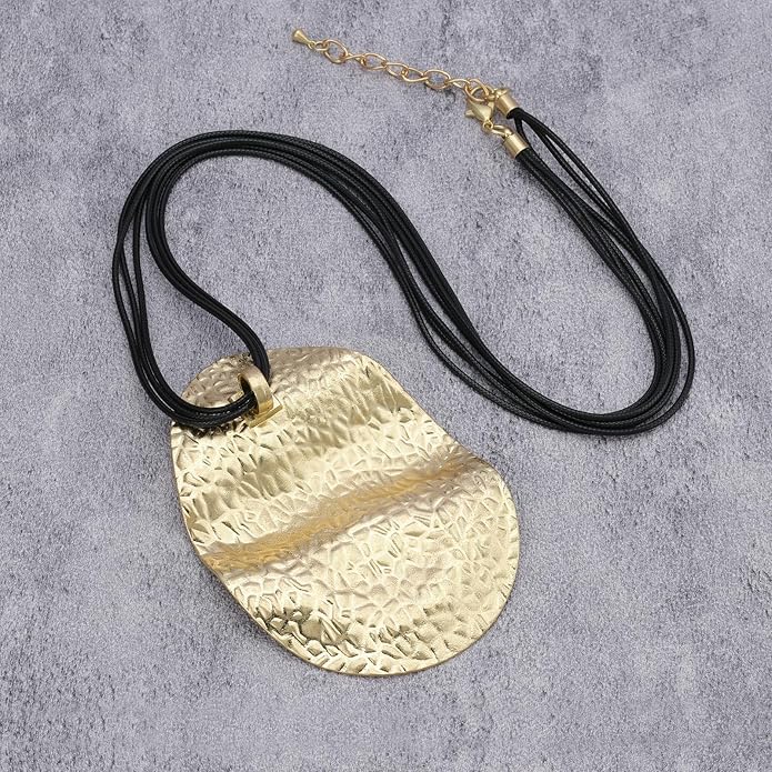 Boho Necklaces for Women Chunky Circle Necklace Layered Boho Circle Leather Choker Necklace Long Vintage Necklaces Bohemian Jewlery Gifts