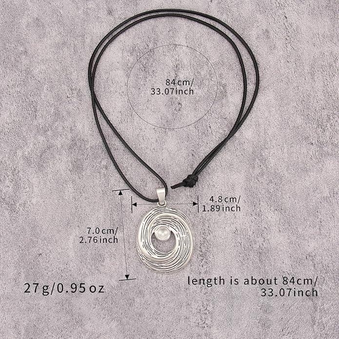Long Boho Necklaces for Women Vintage Leather Wooden Pendant Y Choker Ethnic Style Gold Circle Hippie Sweater Necklace