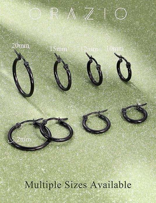 ORAZIO 4 Pairs Stainless Steel Hoop Earrings Set Cute Huggie Earrings for Women,10MM-20MM