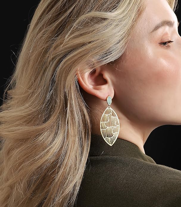 OZEL – Crystal Earrings for Women Dangle – 14K Gold Plated Lightweight Daily Fashion Earrings