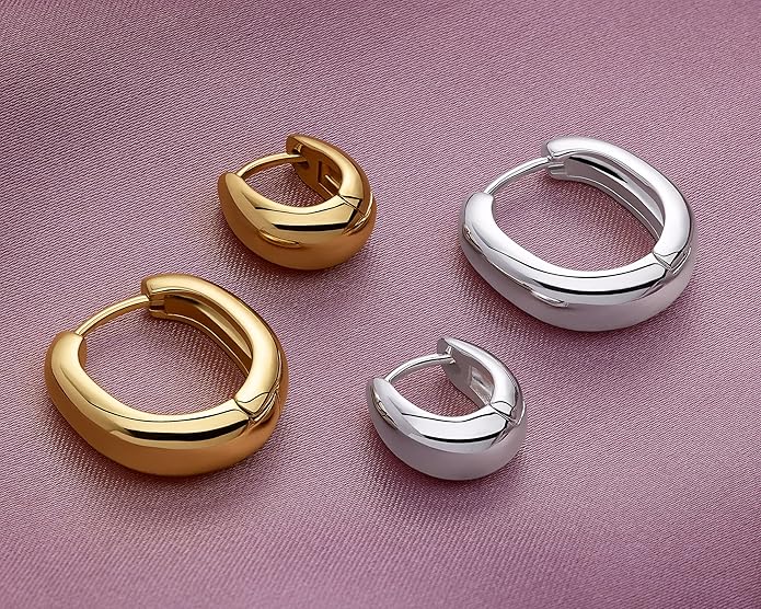 MILLA 14k Gold Huggie Earrings or Sterling Silver Huggie Earrings for Women Multipack & Individuals - Ear Huggers Earrings for Women Trendy Y2K Earrings, Preppy Earrings - Lightweight & Hypoallergenic