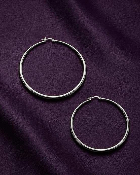 MILLA 14K Gold Hoop Earrings For Women, Silver Hoop Earrings & Rose Gold Earrings with Graduated Curvature