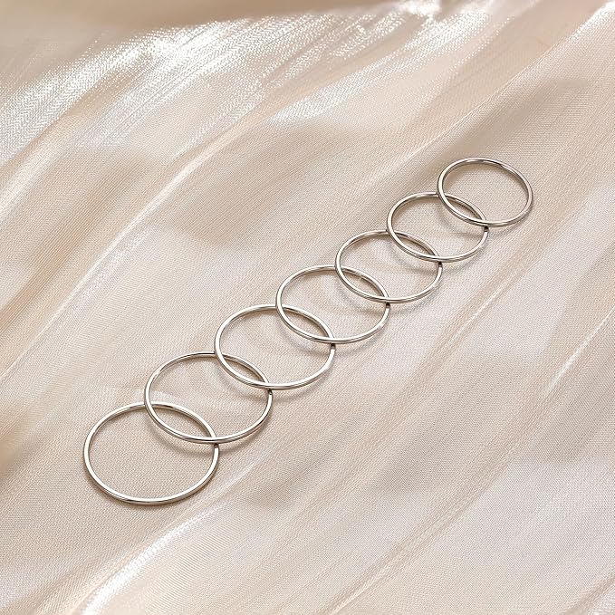 MILACOLATO 1mm Stainless Steel Stacking Rings for Women | Thin 14K Gold Plated Band Rings | Stackable Knuckle Rings Thumb Pinky Midi Rings | Comfort-Fit Size 3/4/5/6/7/8/9
