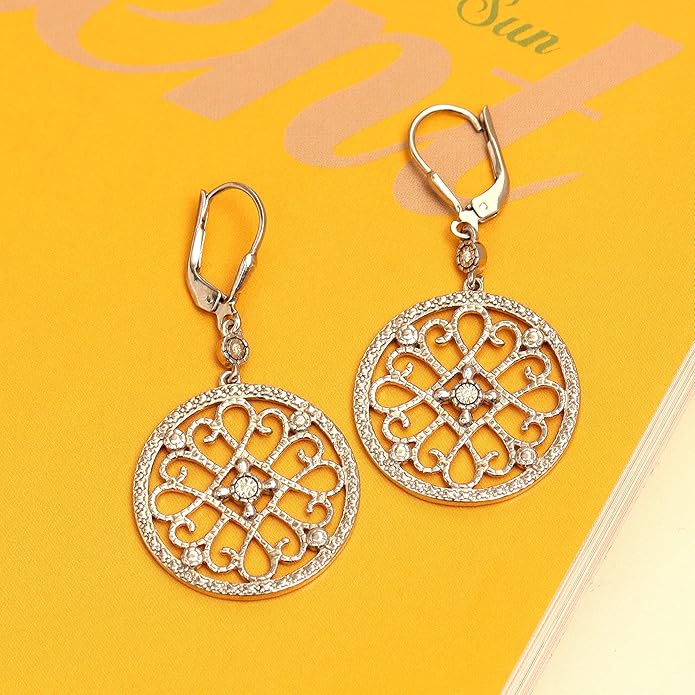 LeCalla 925 Sterling Silver Leverback Drop Earrings | Lightweight Celtic-Knot Filigree Heart Teardrop Dangle Earring for Women's Gift for Her